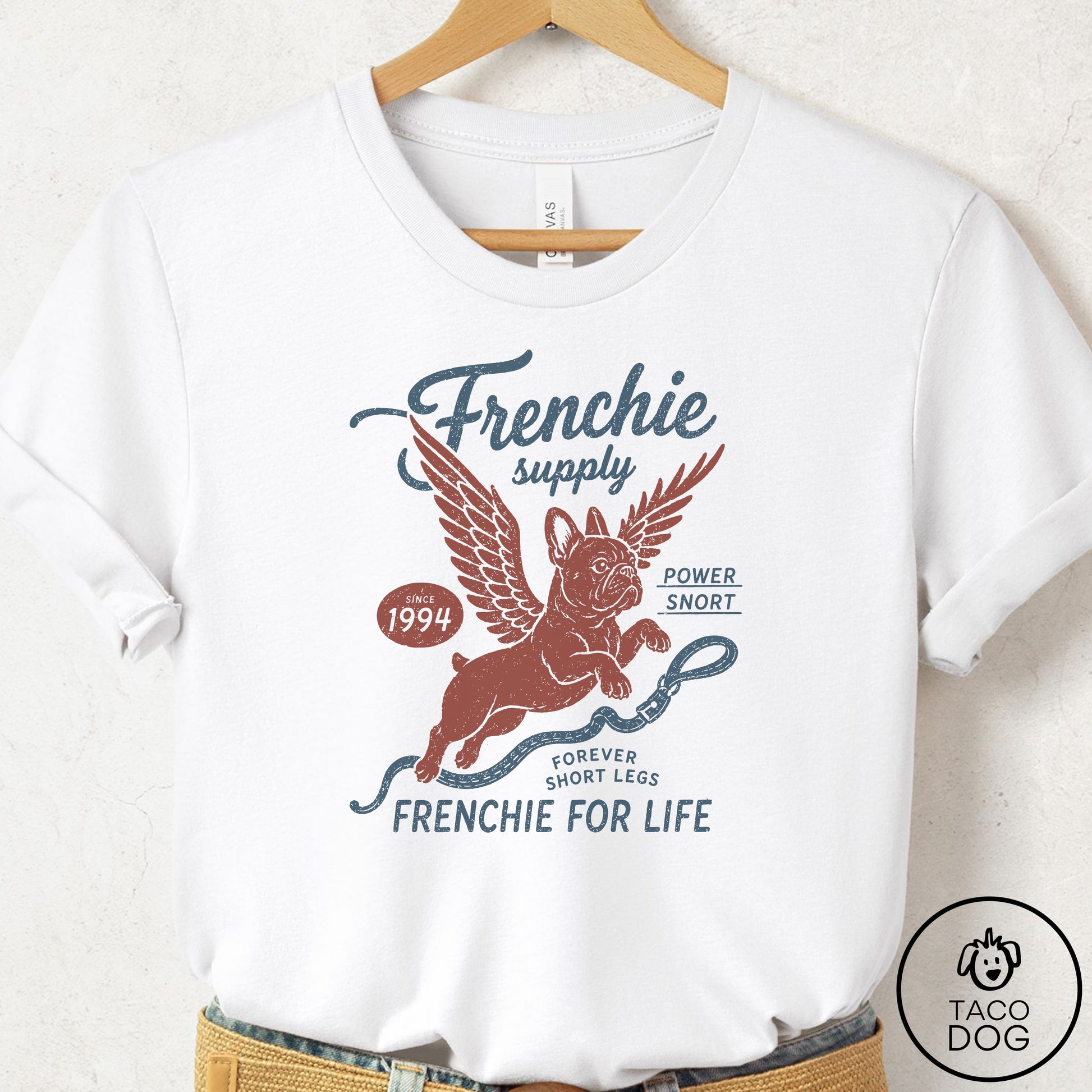 French Bulldog Frenchie Supply T-Shirt White Taco-Dog