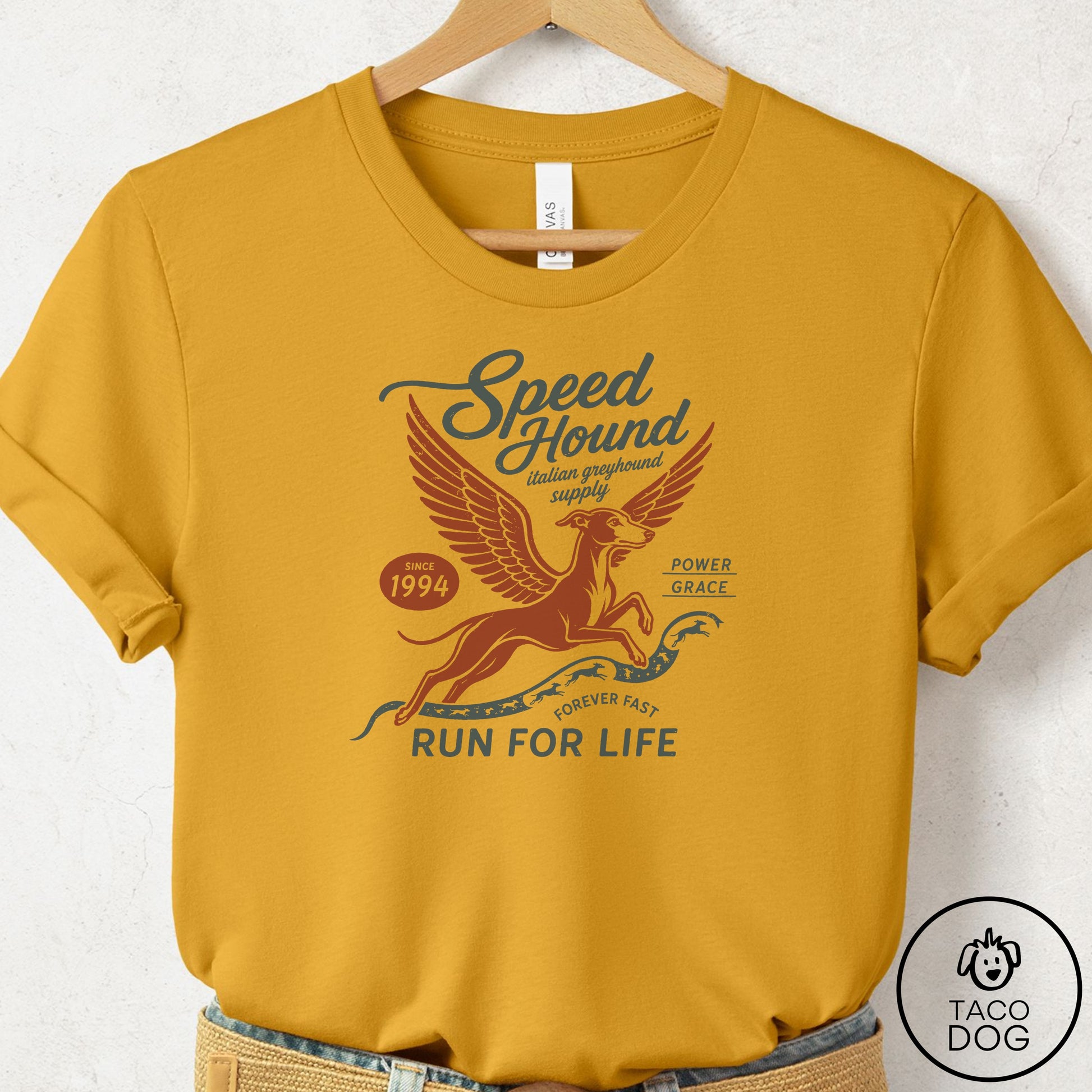 Italian Greyhound Whippet Supply T-Shirt Mustard Taco-Dog