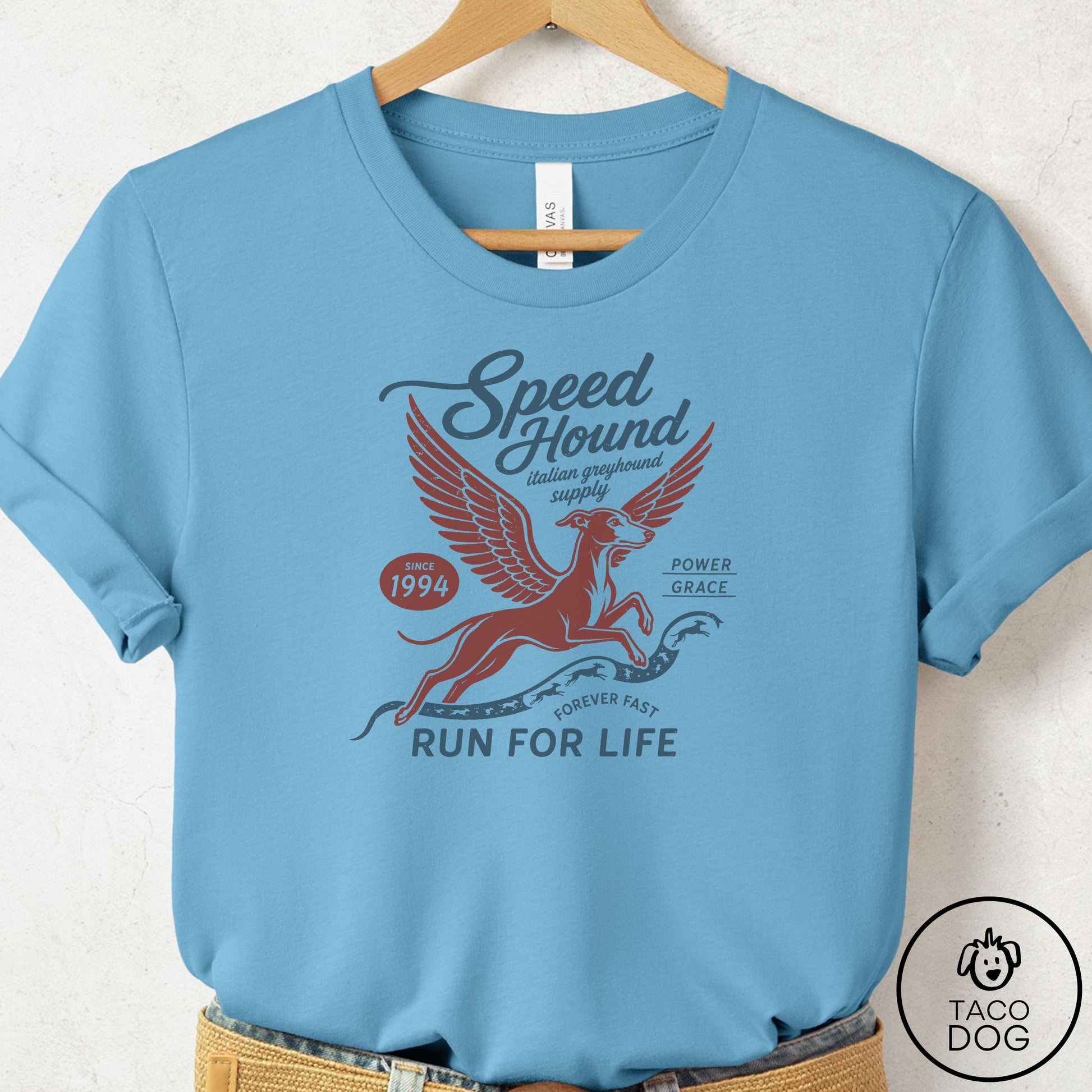 Italian Greyhound Whippet Supply T-Shirt Ocean Blue Taco-Dog