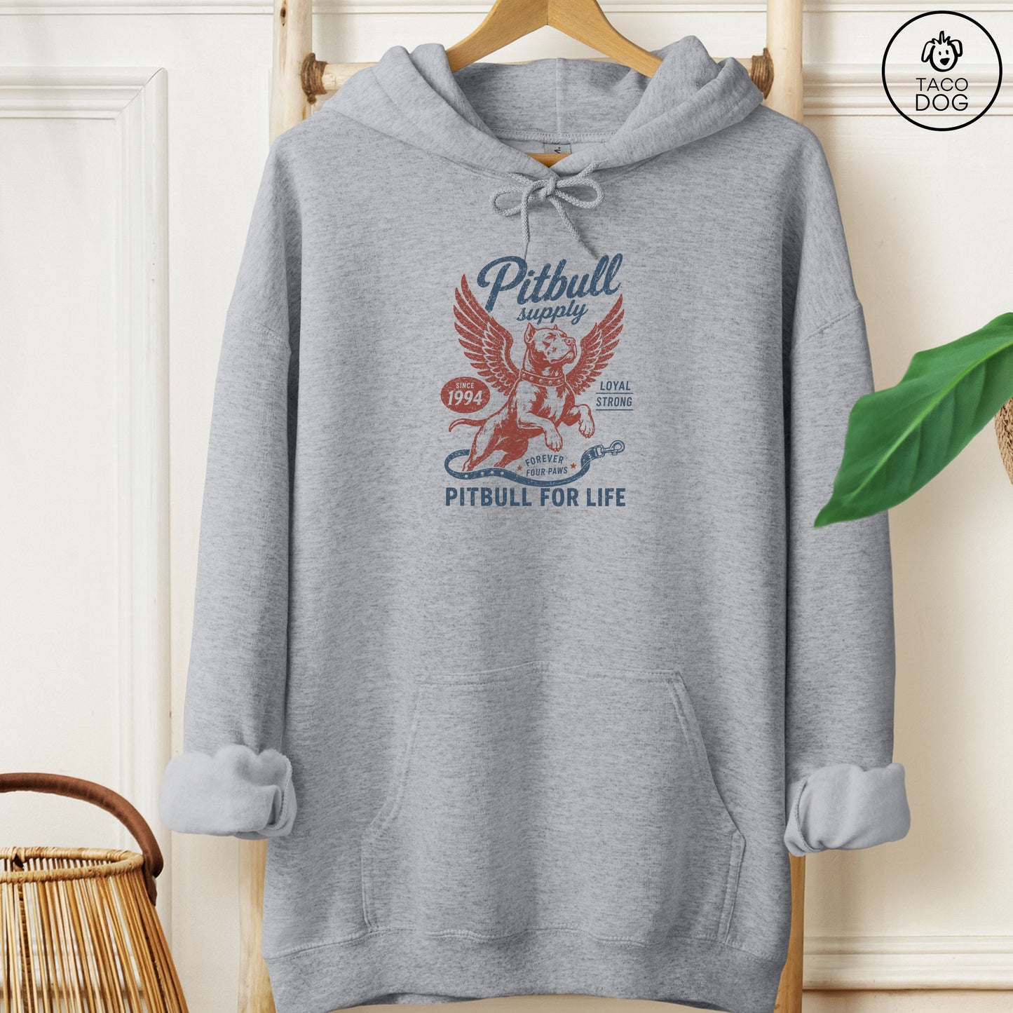 Pitbull Supply Hoodie Graphite Heather Taco-Dog