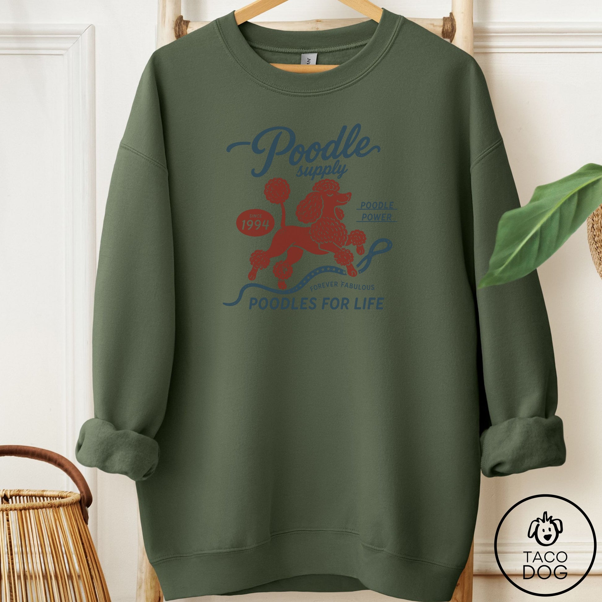 Poodle Supply Sweatshirt Military Green Taco-Dog
