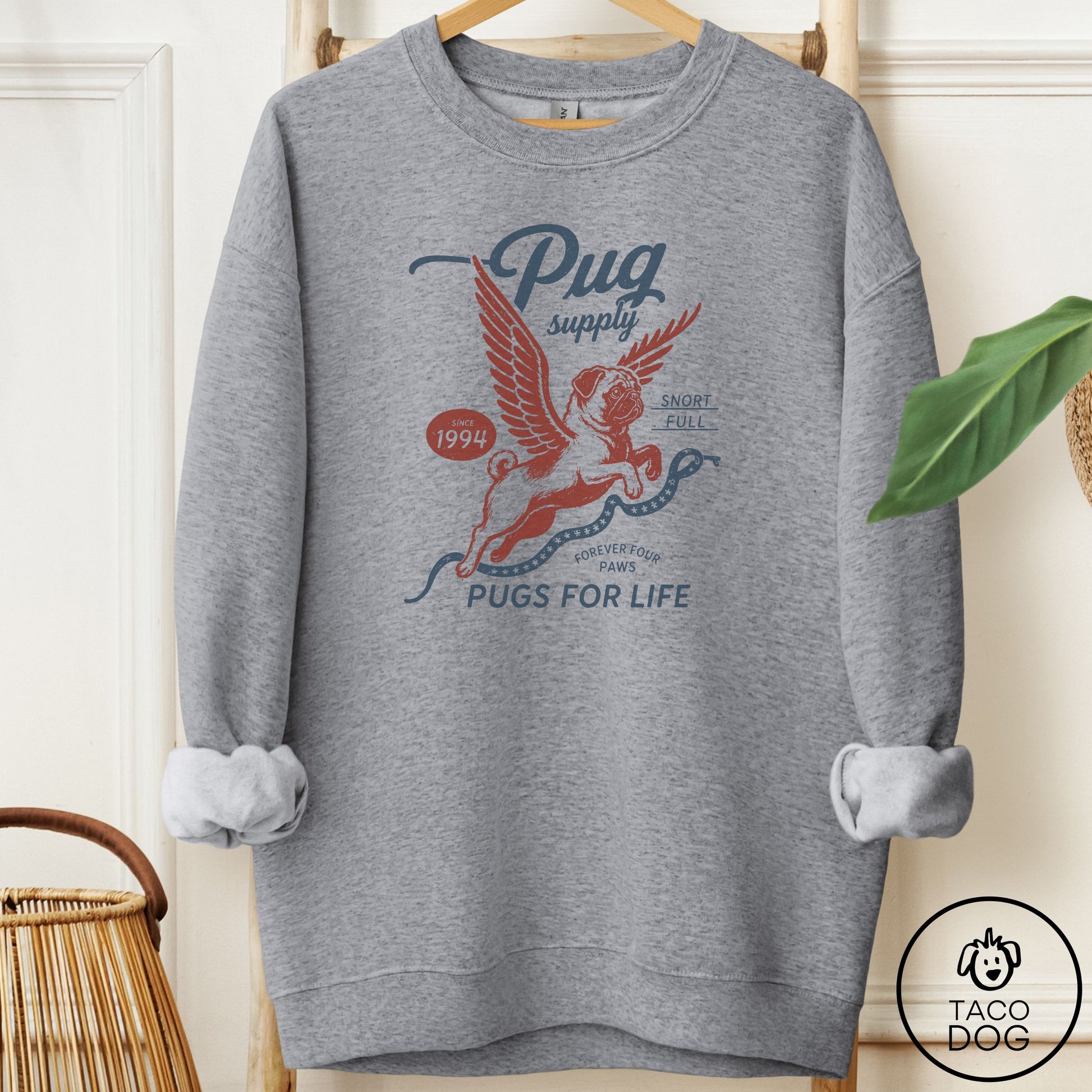 Pug Supply Sweatshirt Graphite Heather Taco-Dog