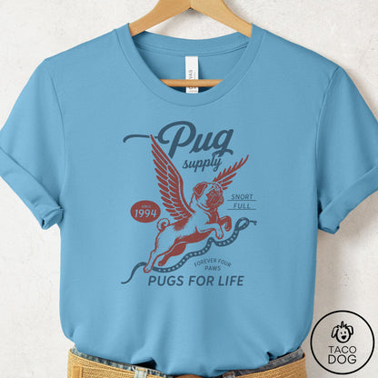 Pug Supply T-Shirt Ocean Blue Taco-Dog