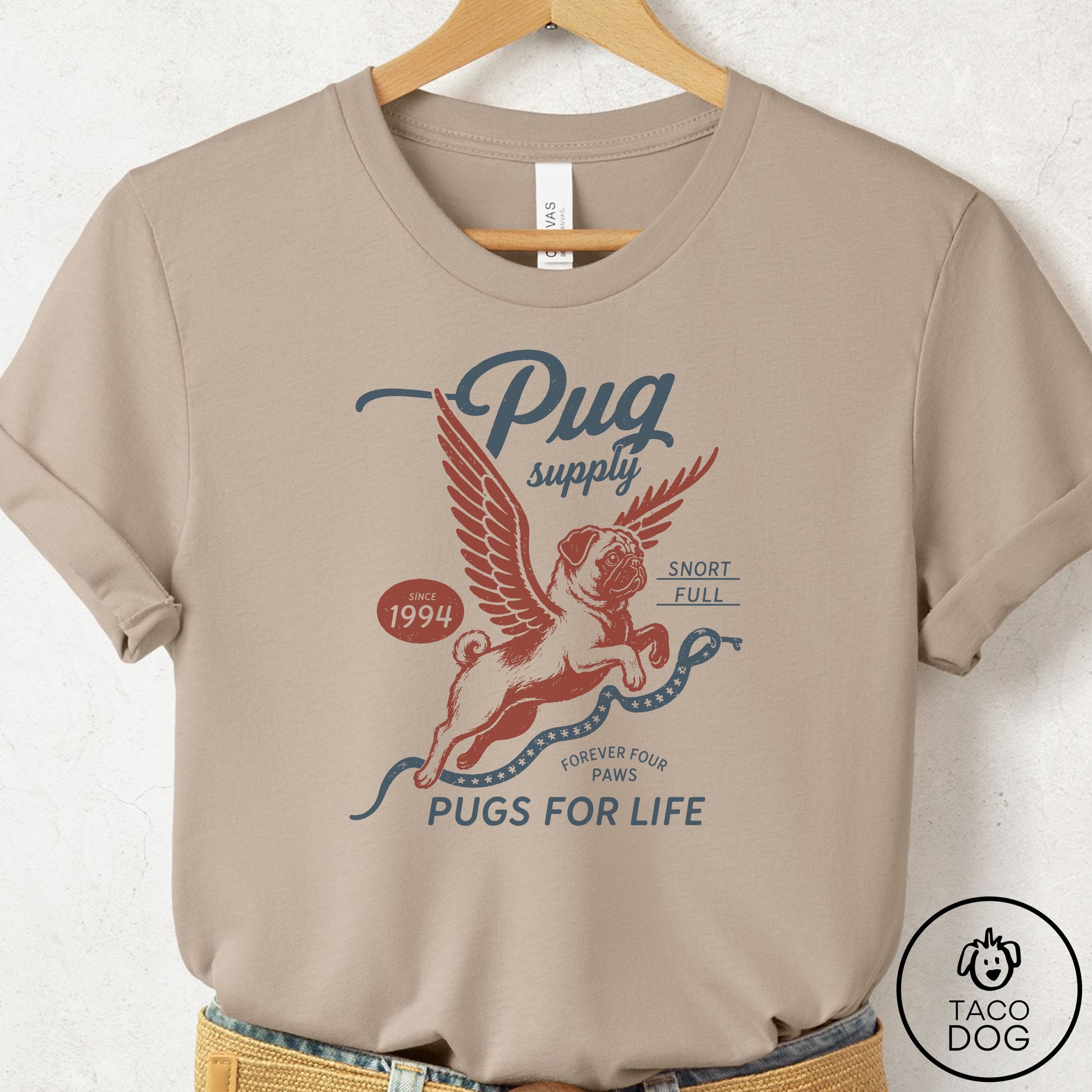 Pug Supply T-Shirt Tan Taco-Dog