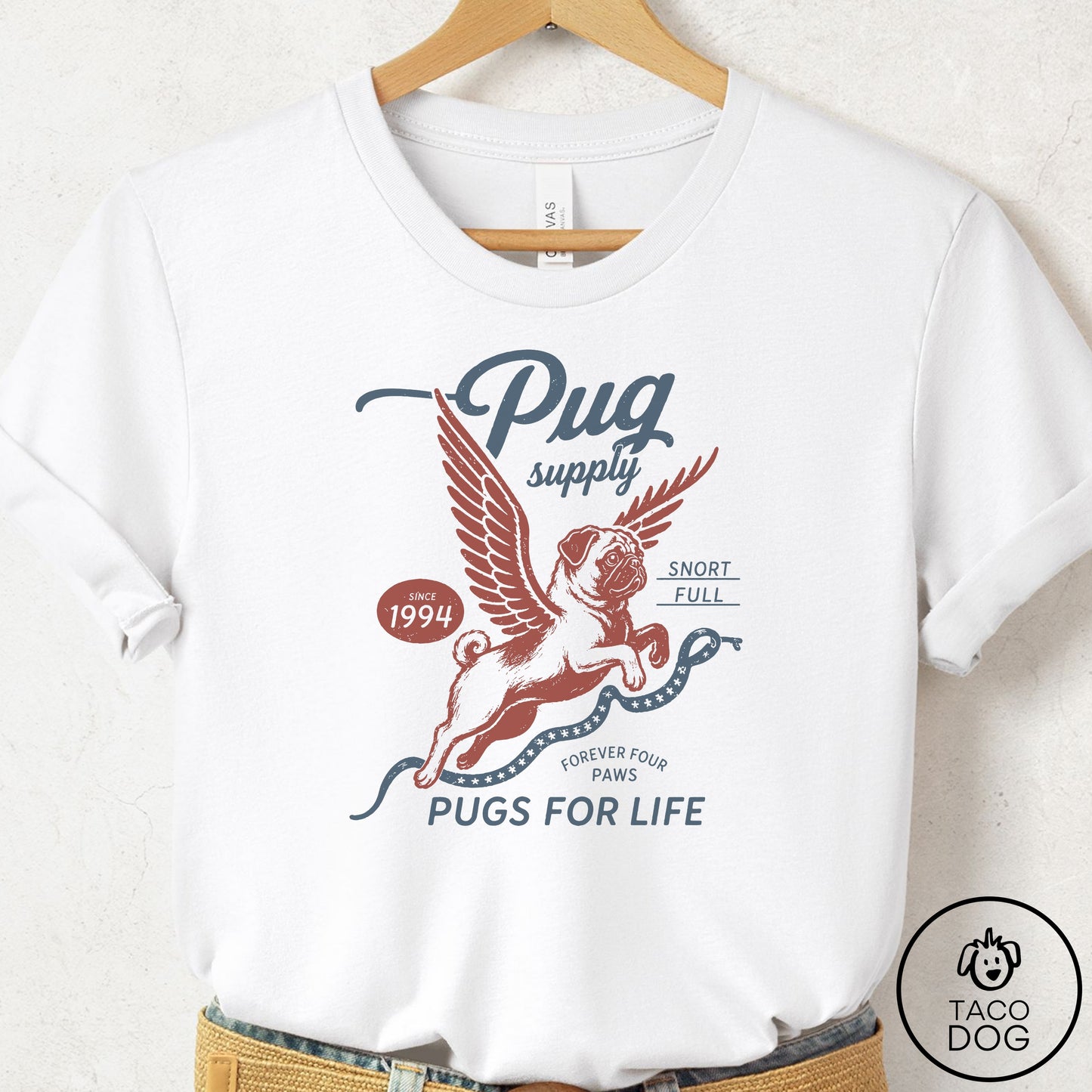 Pug Supply T-Shirt White Taco-Dog