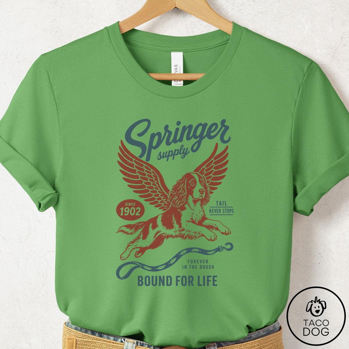 Springer Spaniel Supply T-Shirt, design close-up