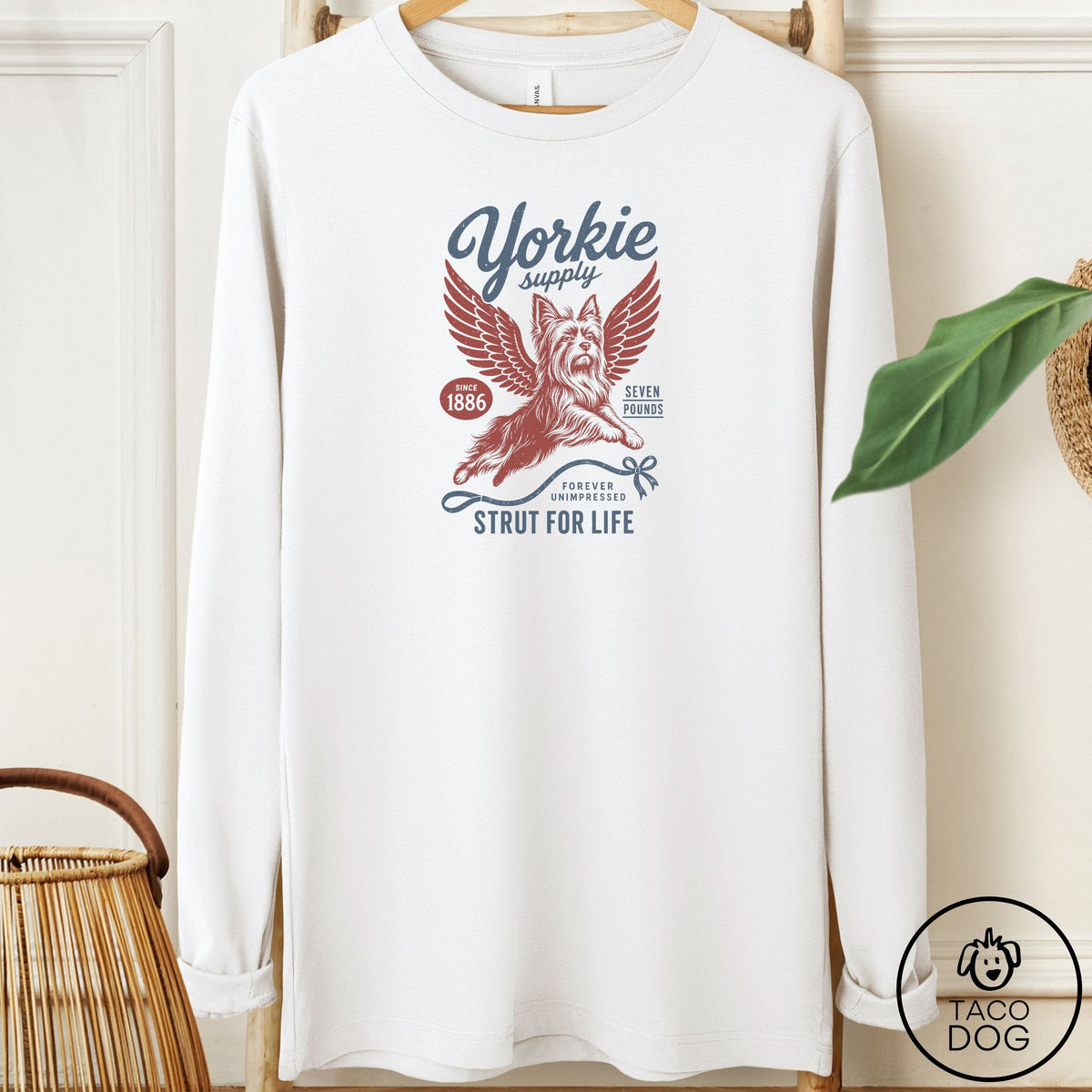 Yorkshire Terrier Yorkie Supply Long Sleeve Tee White Taco-Dog