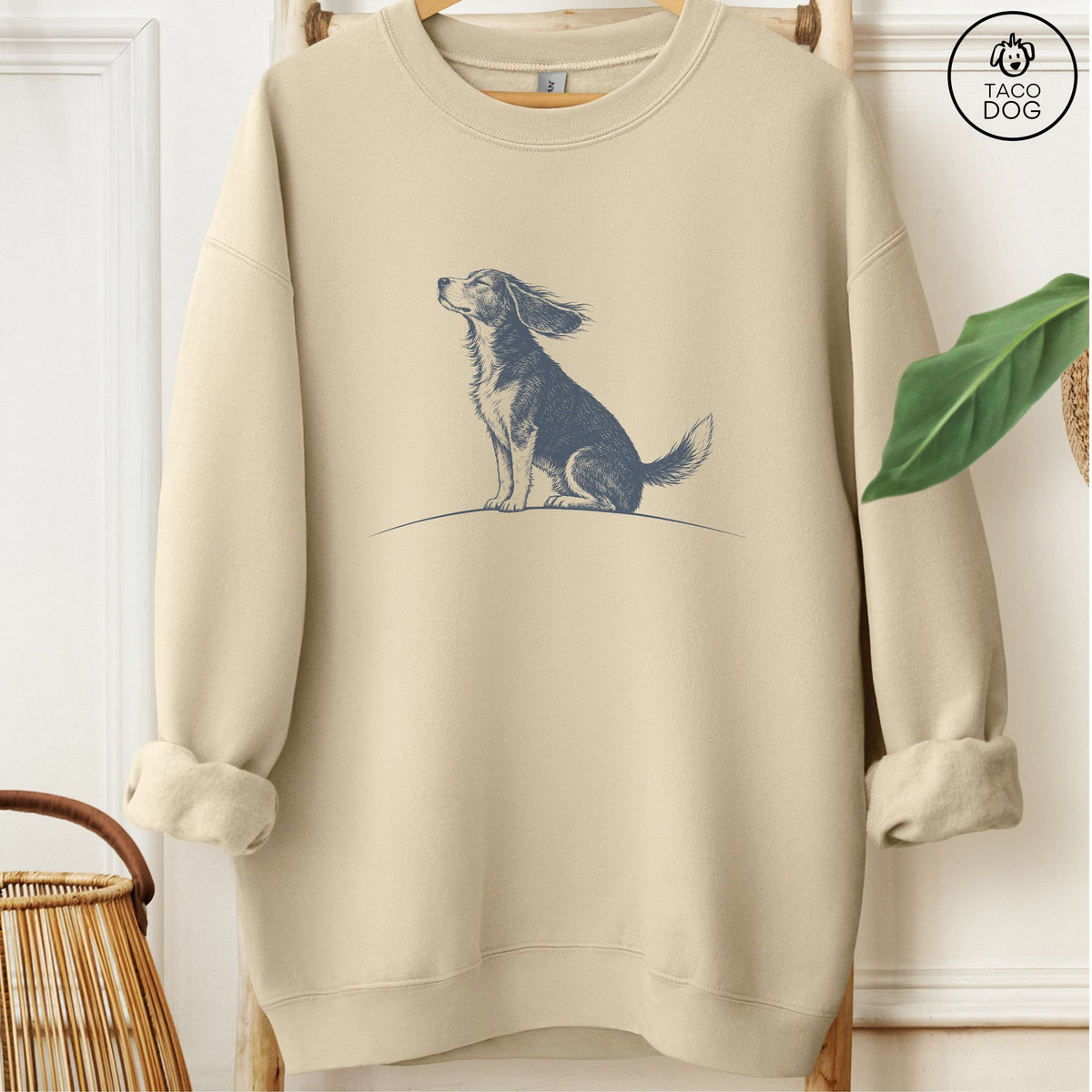 Beagle Tail Wind Sweatshirt Sand Taco-Dog