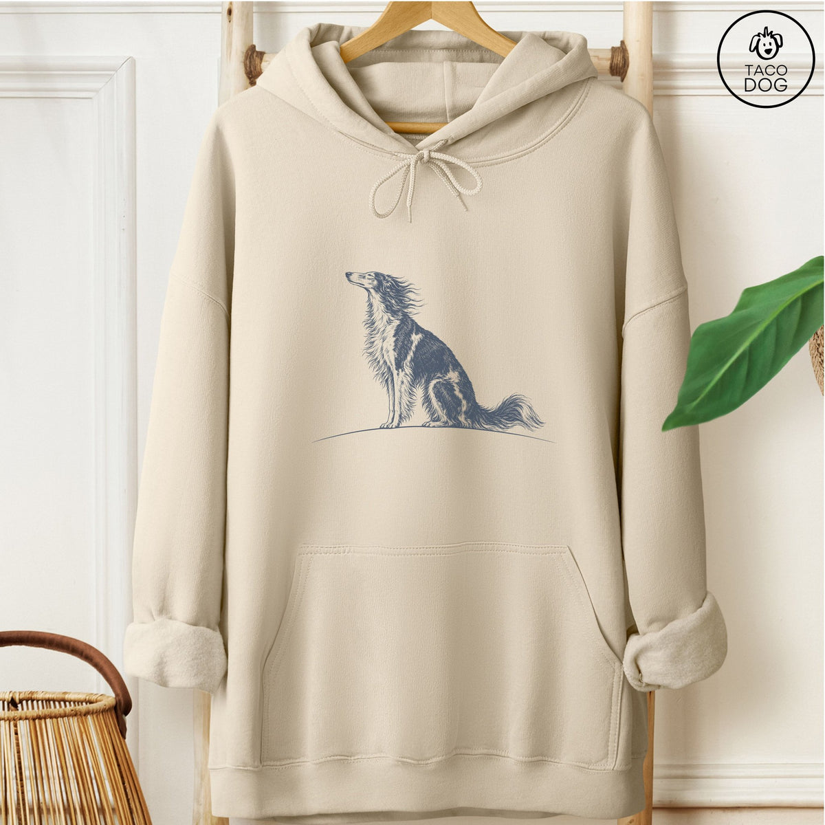 Borzoi Tail Wind Hoodie Sand Taco-Dog
