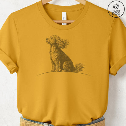 Cavapoo Tail Wind T-Shirt Mustard Taco-Dog