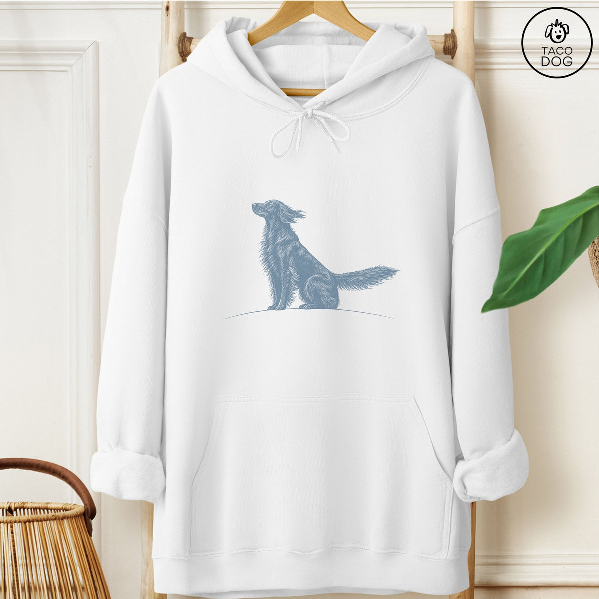 Flat-Coated Retriever Tail Wind Hoodie White Taco-Dog