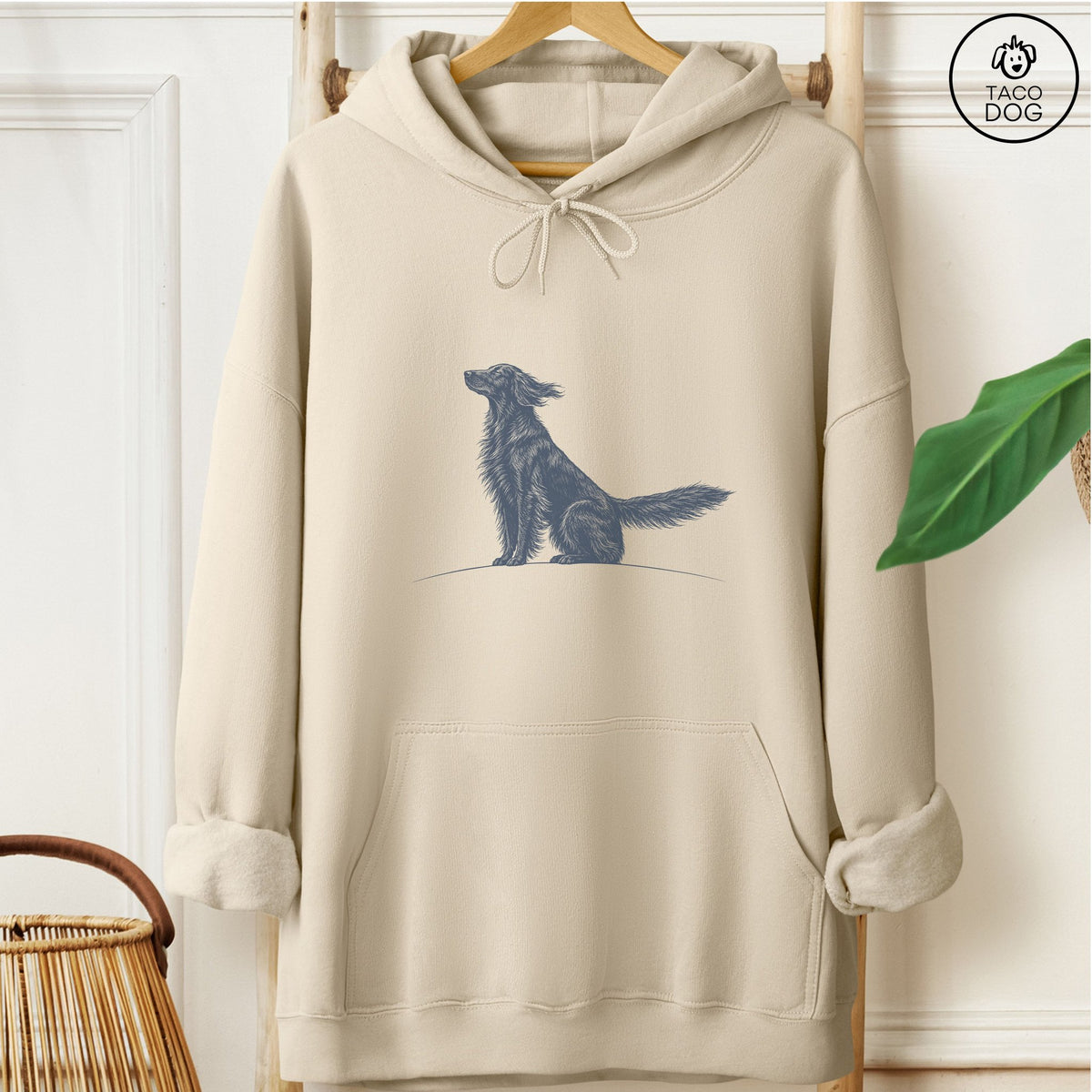 Flat-Coated Retriever Tail Wind Hoodie Sand Taco-Dog