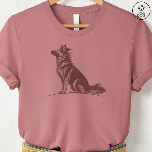 German Shepherd Tail Wind T-Shirt Heather Mauve Taco-Dog