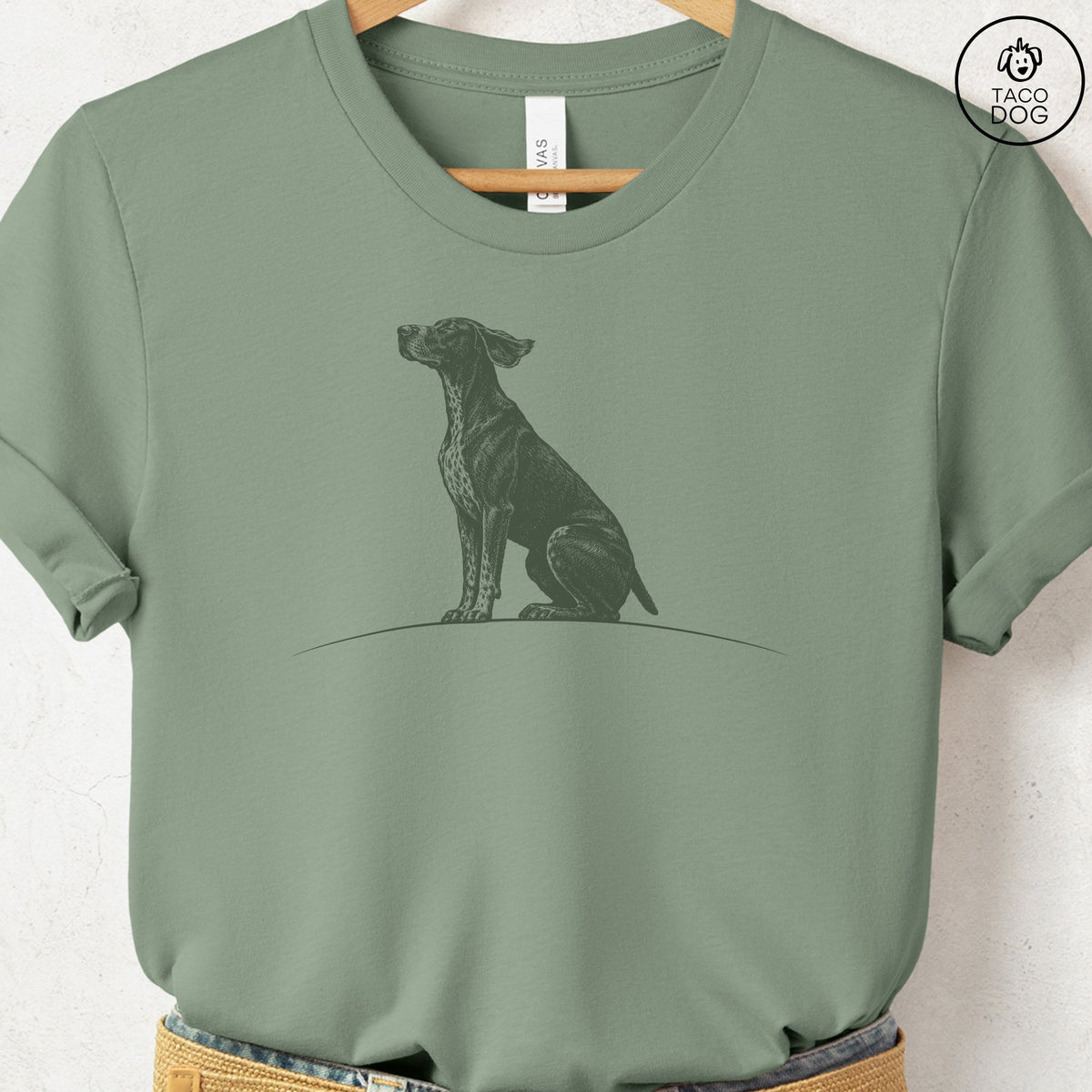 German Shorthaired Pointer Tail Wind T-Shirt Sage Taco-Dog