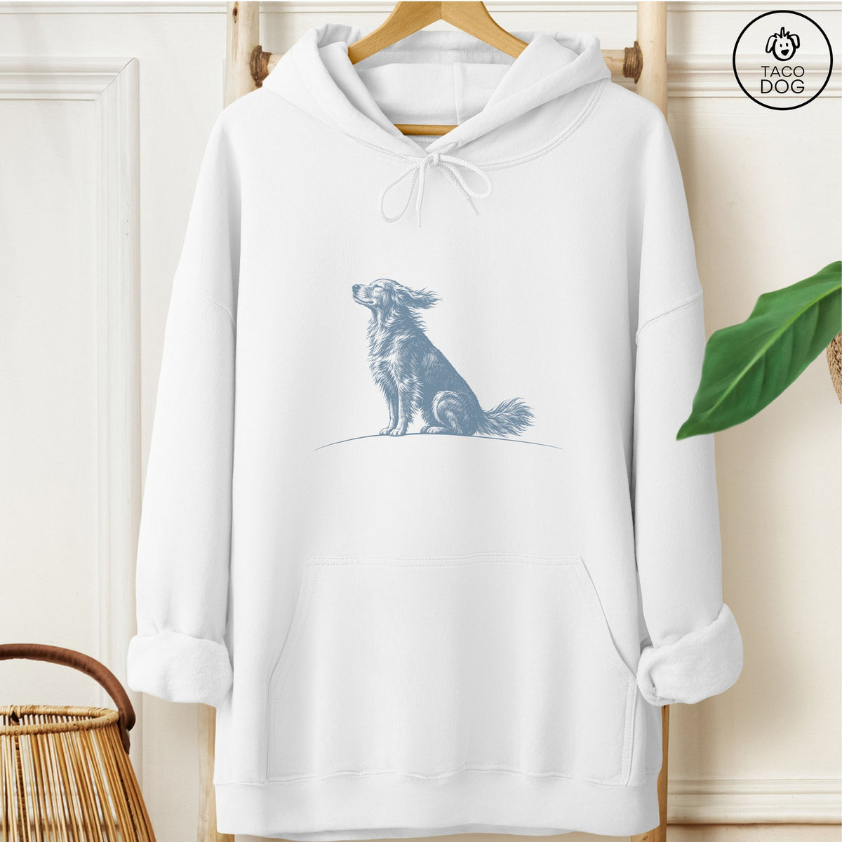 Golden Retriever Tail Wind Hoodie White Taco-Dog