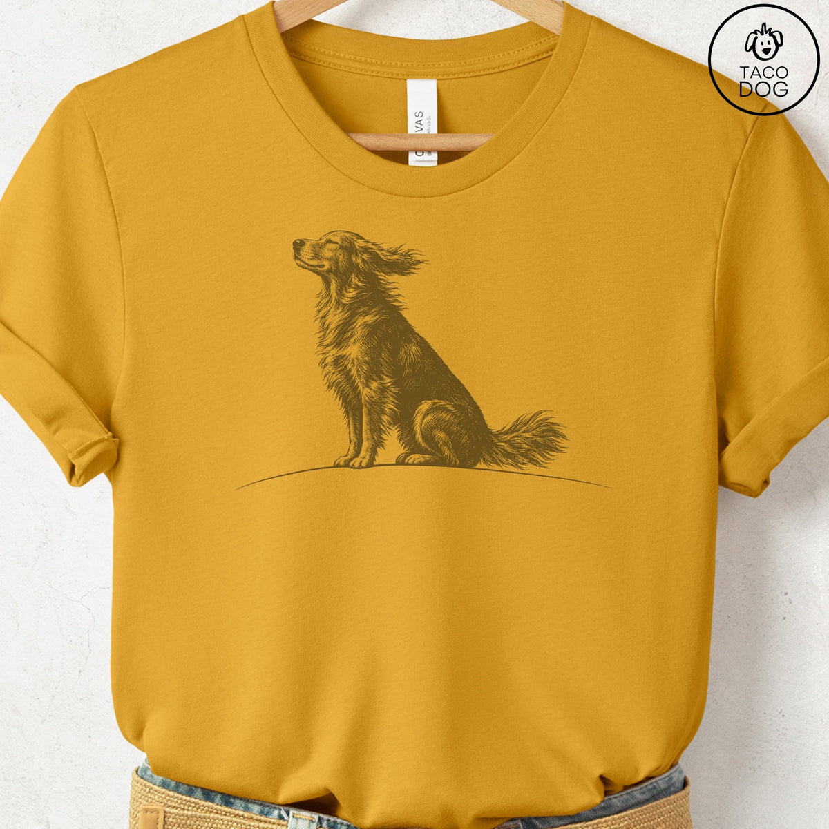 Golden Retriever Tail Wind T-Shirt Mustard Taco-Dog