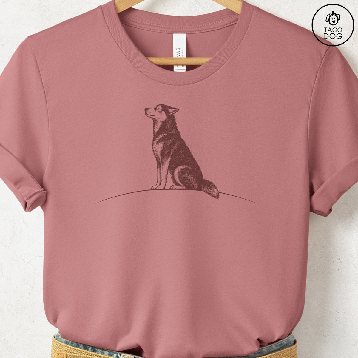 Husky Tail Wind T-Shirt, design close-up