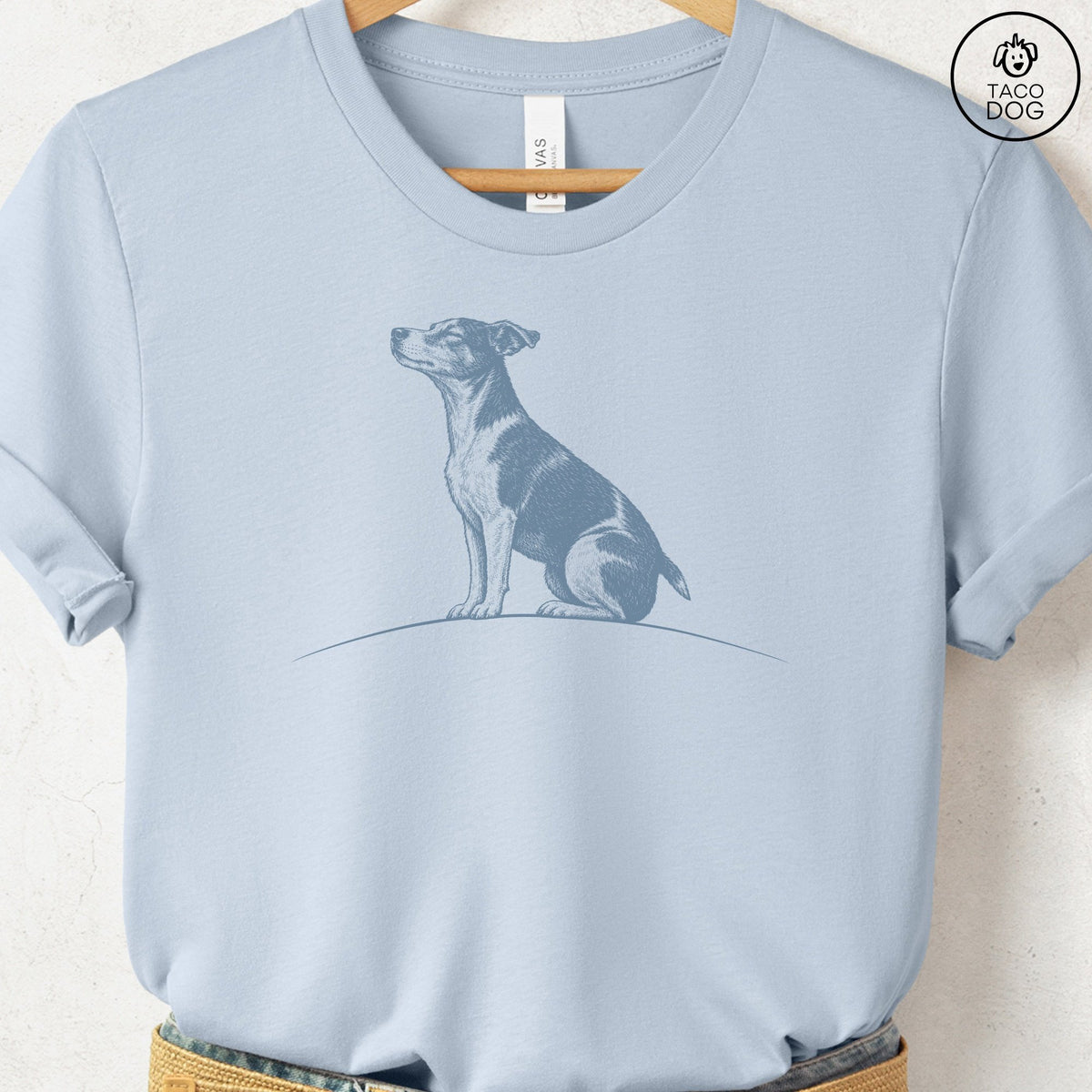 Jack Russell Tail Wind T-Shirt Light Blue Taco-Dog