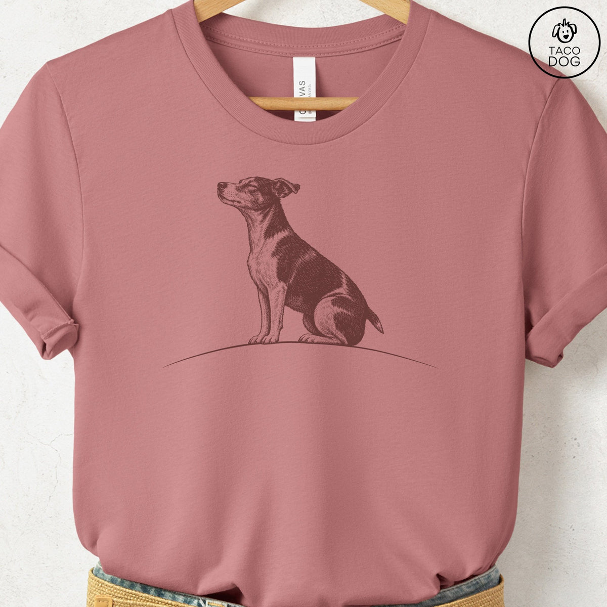 Jack Russell Tail Wind T-Shirt Heather Mauve Taco-Dog