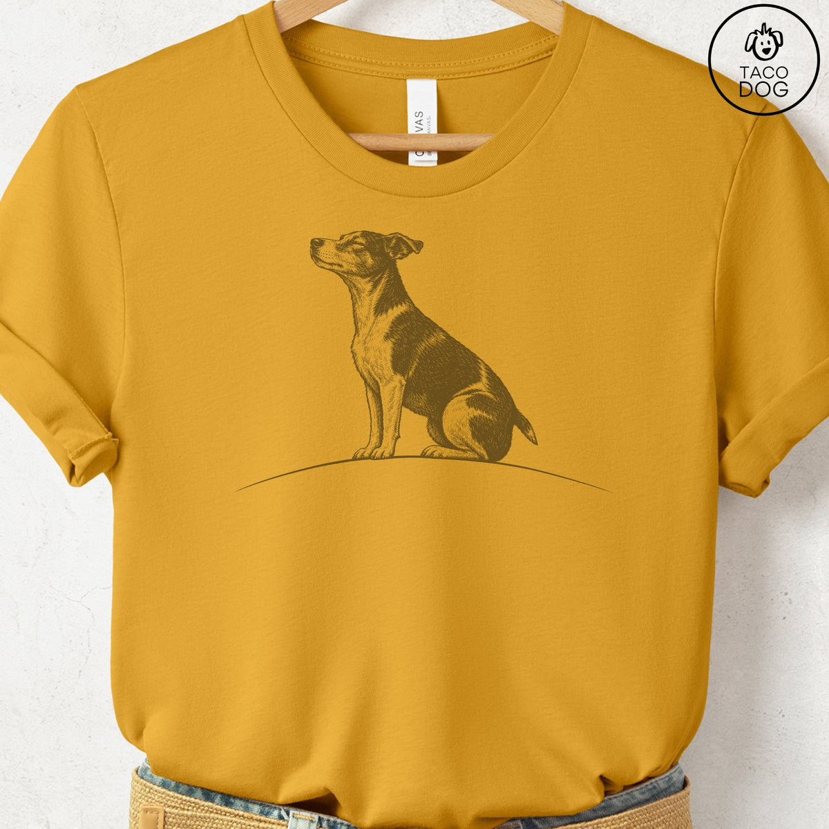 Jack Russell Tail Wind T-Shirt Mustard Taco-Dog