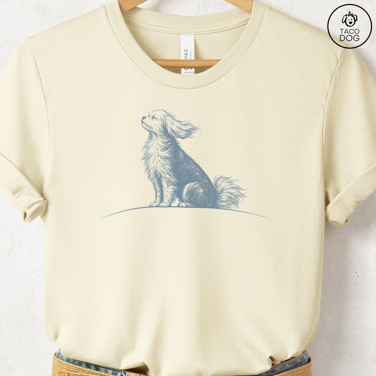 Maltese Tail Wind T-Shirt Natural Taco-Dog