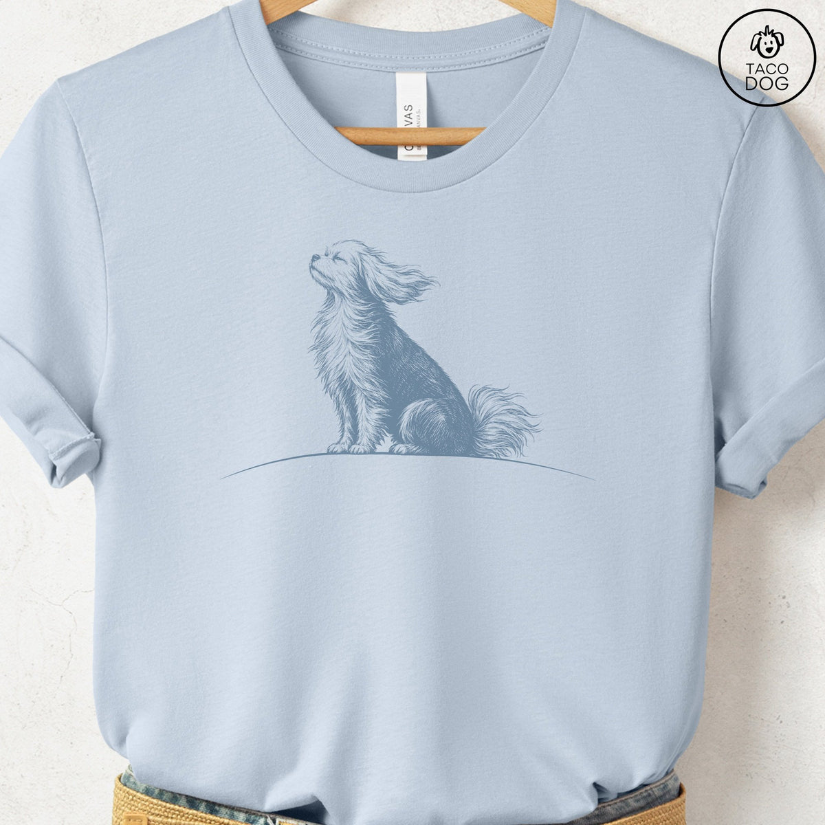Maltese Tail Wind T-Shirt Light Blue Taco-Dog