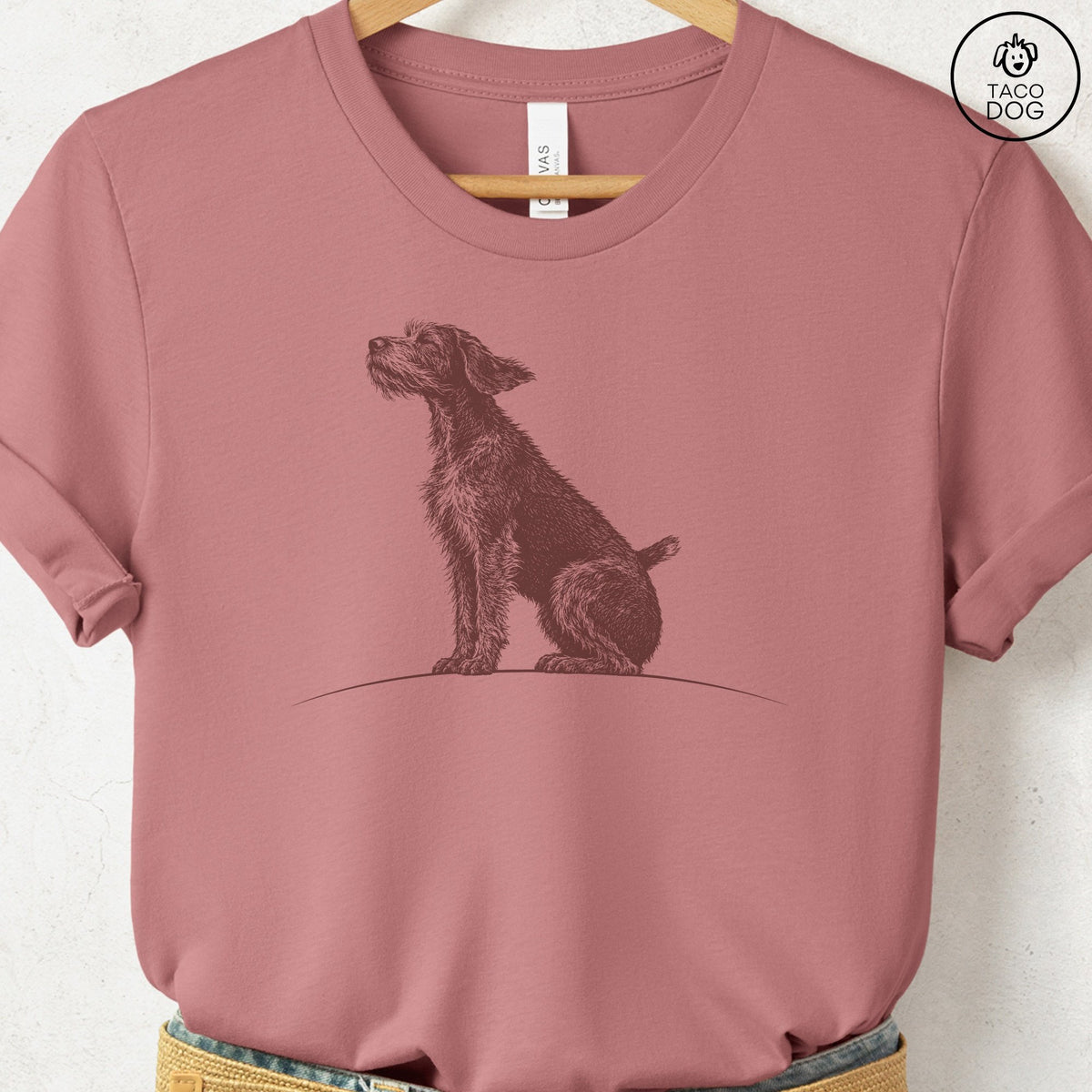 Wirehaired Pointing Griffon Tail Wind T-Shirt, design close-up