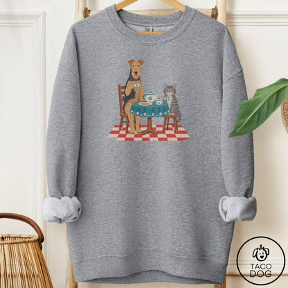 Airedale Tea With The Enemy Sweatshirt Graphite Heather Taco-Dog