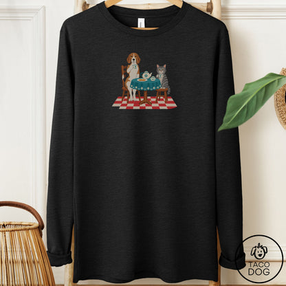 Beagle Tea With The Enemy Long Sleeve Tee Black Heather Taco-Dog