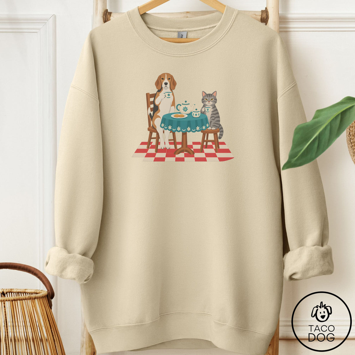 Beagle Tea With The Enemy Sweatshirt Sand Taco-Dog