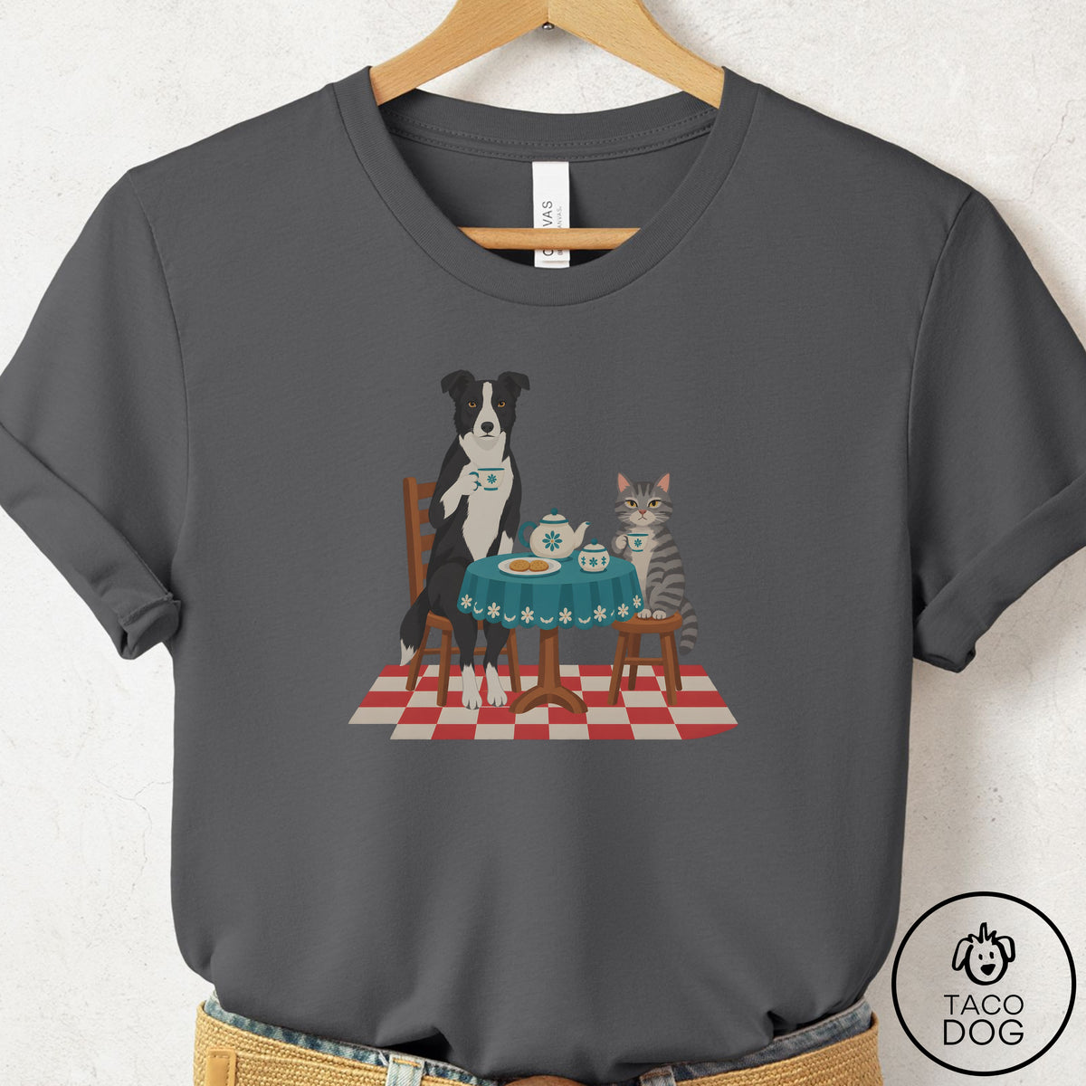 Border Collie Tea With The Enemy T-Shirt Asphalt Taco-Dog