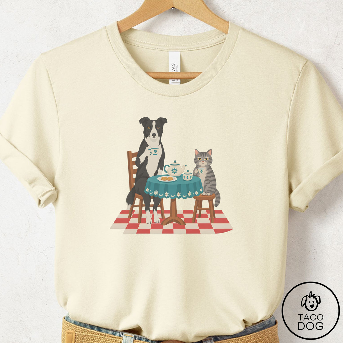 Border Collie Tea With The Enemy T-Shirt Natural Taco-Dog