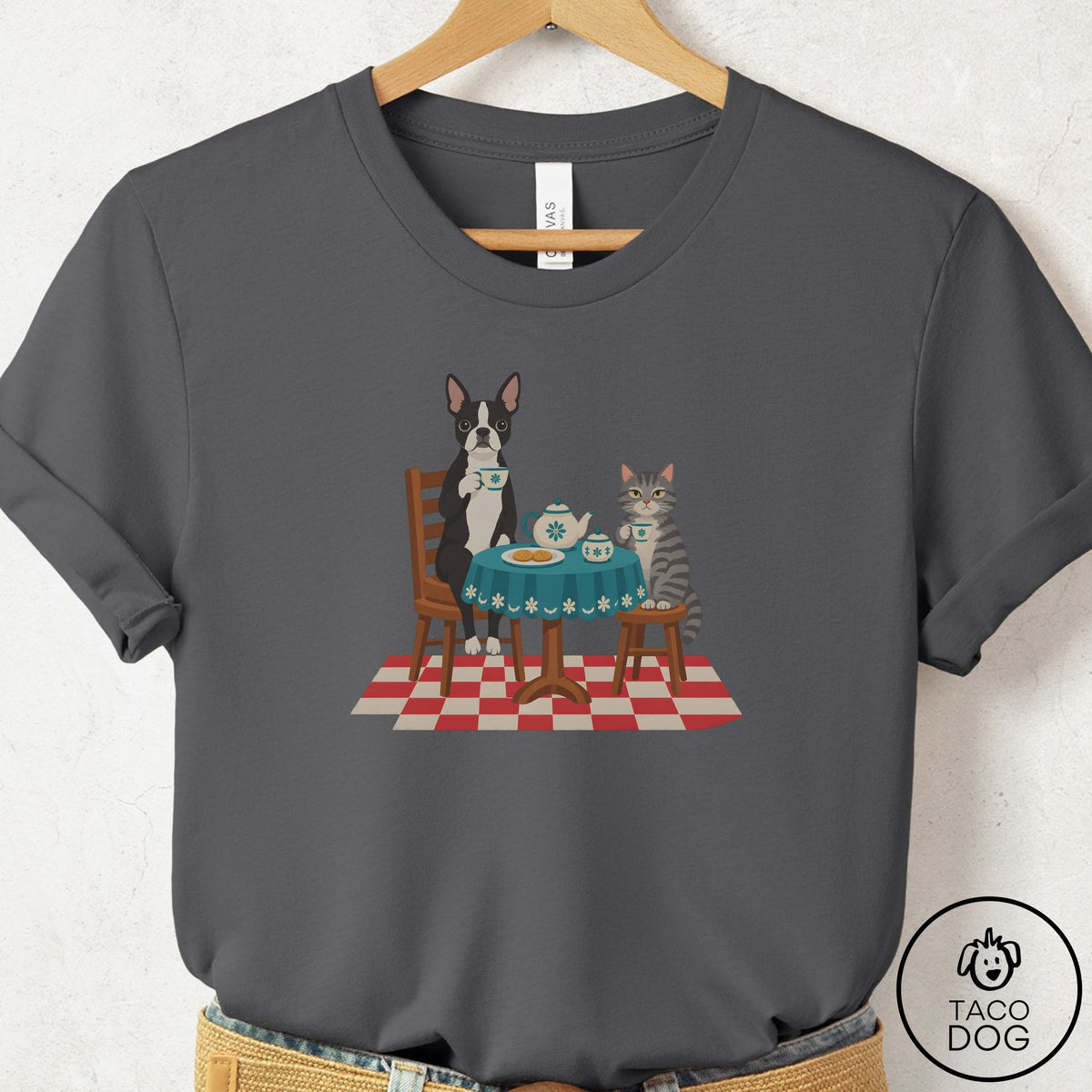 Boston Terrier Tea With The Enemy T-Shirt Asphalt Taco-Dog