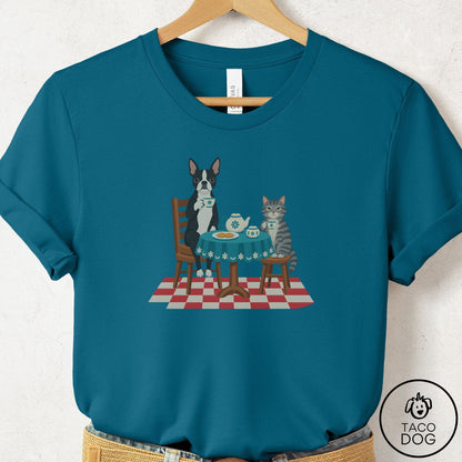 Boston Terrier Tea With The Enemy T-Shirt Deep Teal Taco-Dog