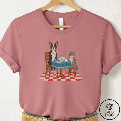 Boston Terrier Tea With The Enemy T-Shirt Mauve Taco-Dog