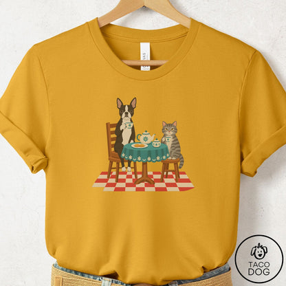 Boston Terrier Tea With The Enemy T-Shirt Mustard Taco-Dog