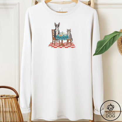 Boston Terrier Tea With The Enemy Long Sleeve Tee White Taco-Dog