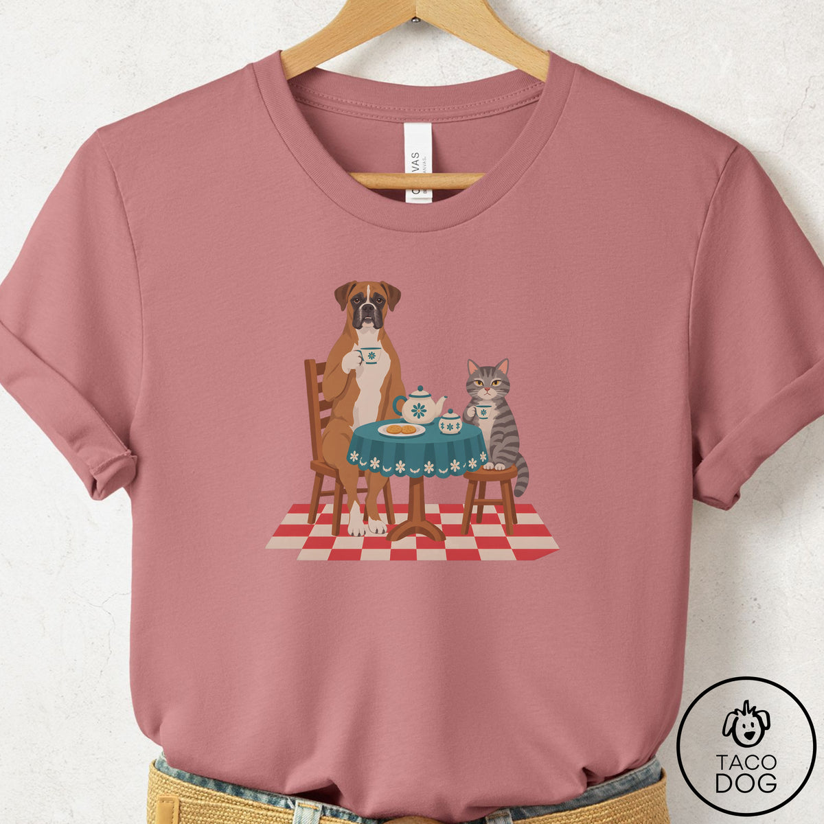 Boxer Tea With The Enemy T-Shirt Mauve Taco-Dog