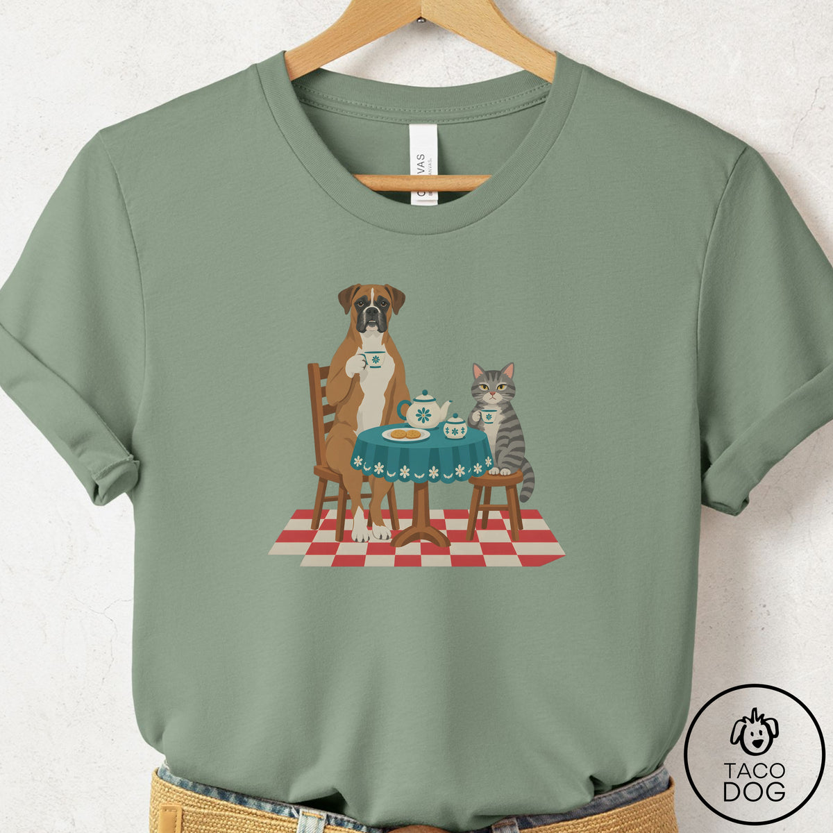 Boxer Tea With The Enemy T-Shirt Sage Taco-Dog