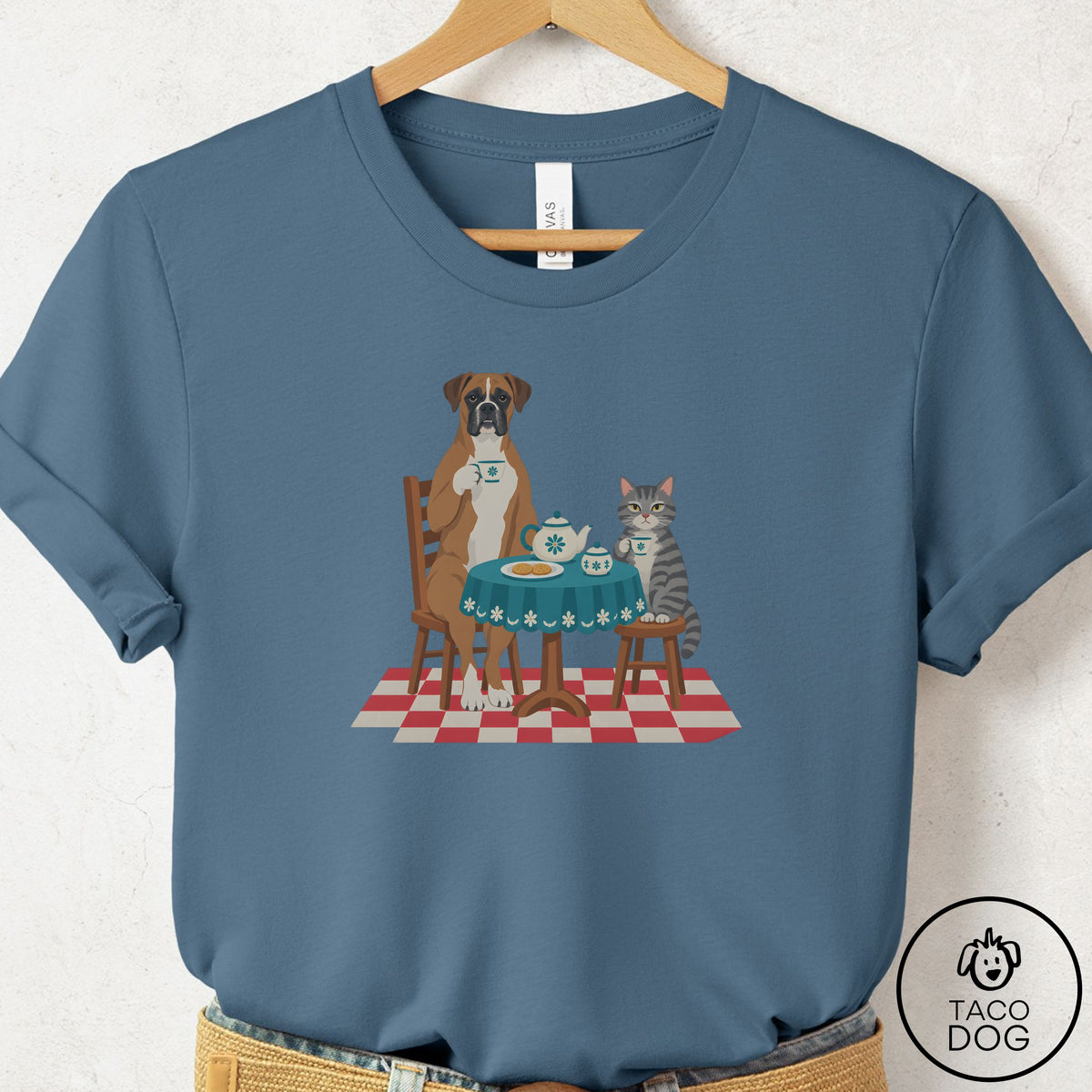 Boxer Tea With The Enemy T-Shirt Steel Blue Taco-Dog
