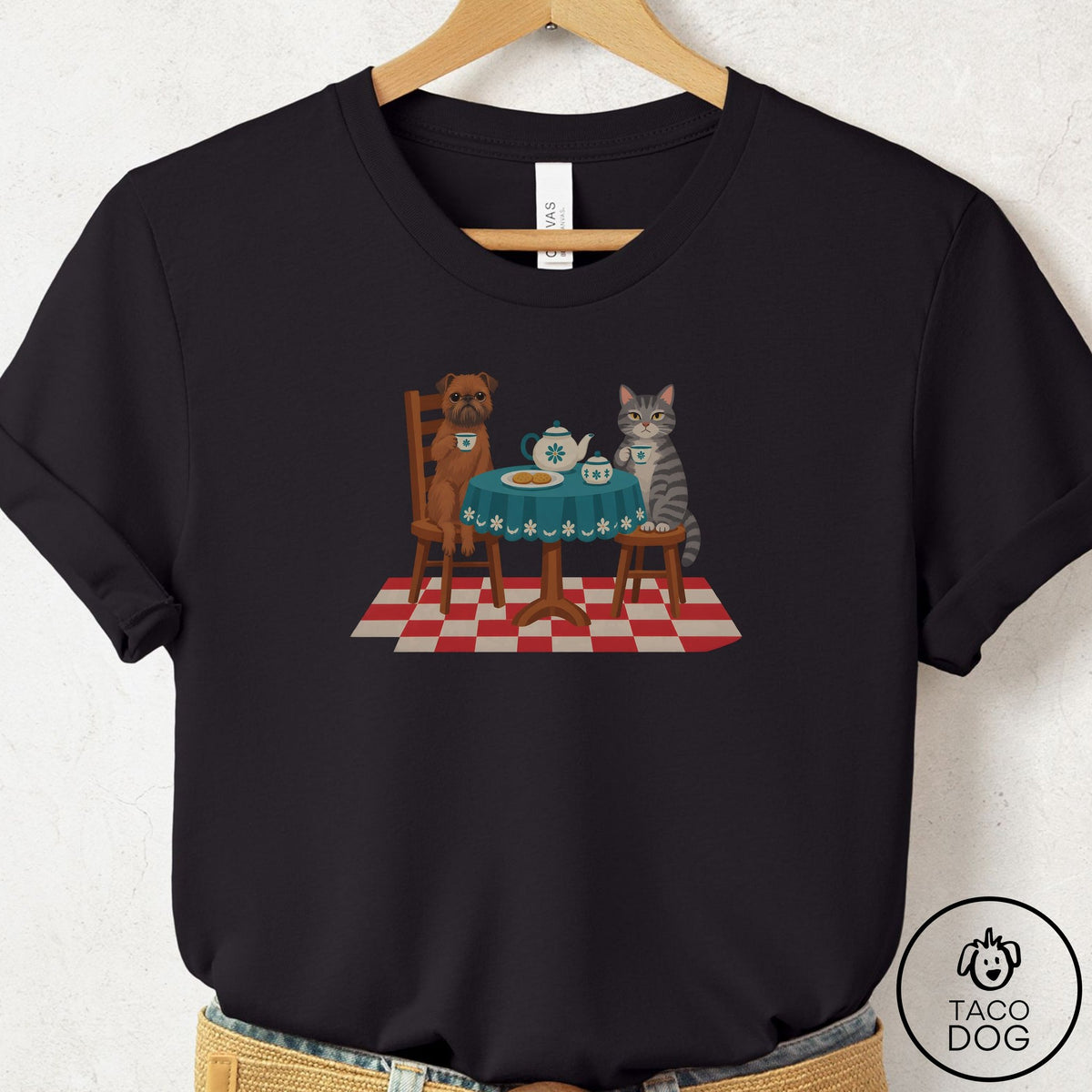 Brussels Griffon Tea With The Enemy T-Shirt Black Taco-Dog