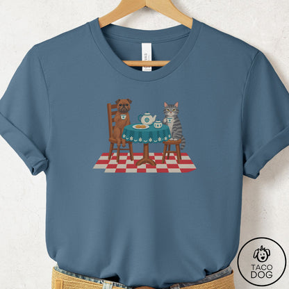 Brussels Griffon Tea With The Enemy T-Shirt Steel Blue Taco-Dog