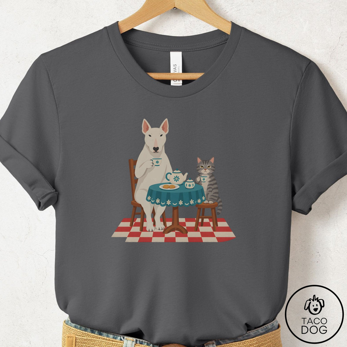 Bull Terrier Tea With The Enemy T-Shirt Asphalt Taco-Dog