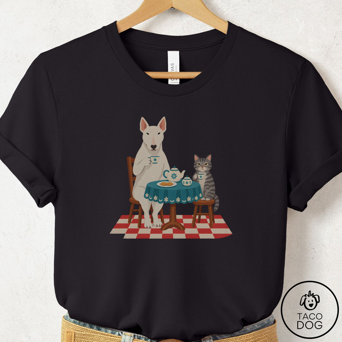 Bull Terrier Tea With The Enemy T-Shirt Black Taco-Dog