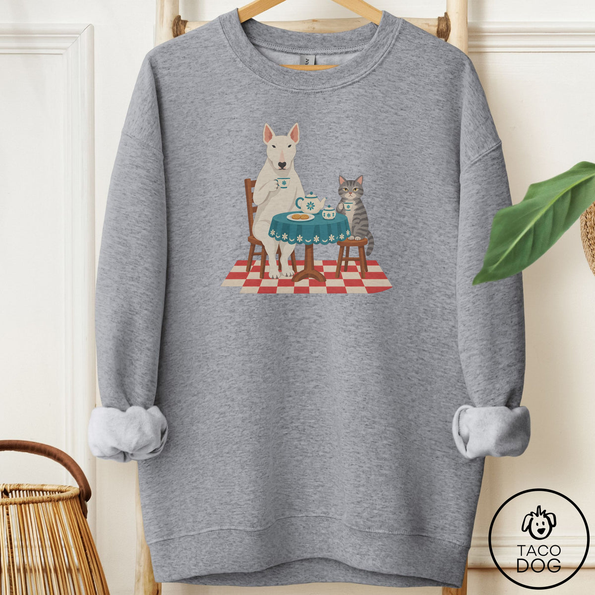 Bull Terrier Tea With The Enemy Sweatshirt Graphite Heather Taco-Dog