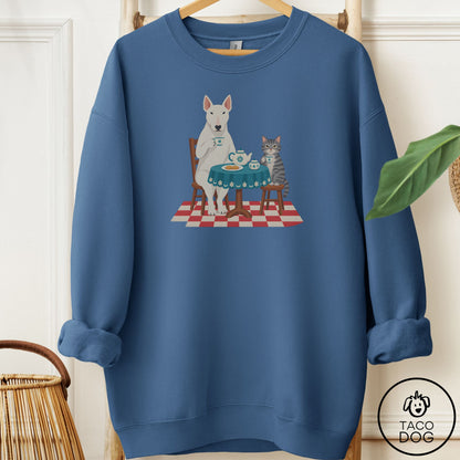 Bull Terrier Tea With The Enemy Sweatshirt Indigo Blue Taco-Dog