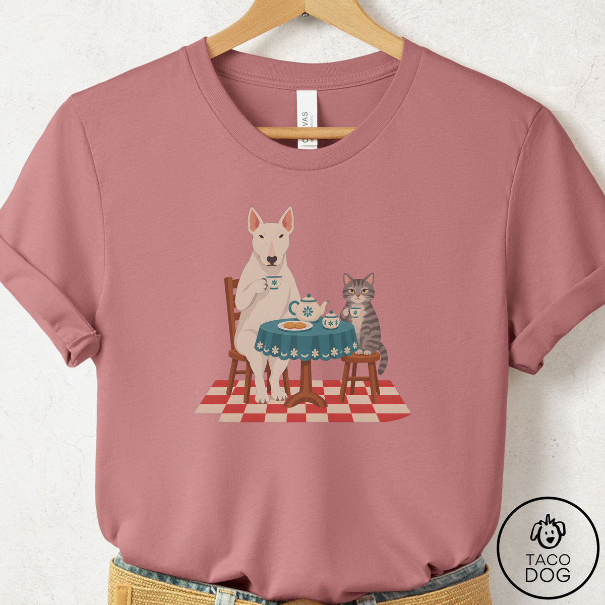 Bull Terrier Tea With The Enemy T-Shirt Mauve Taco-Dog