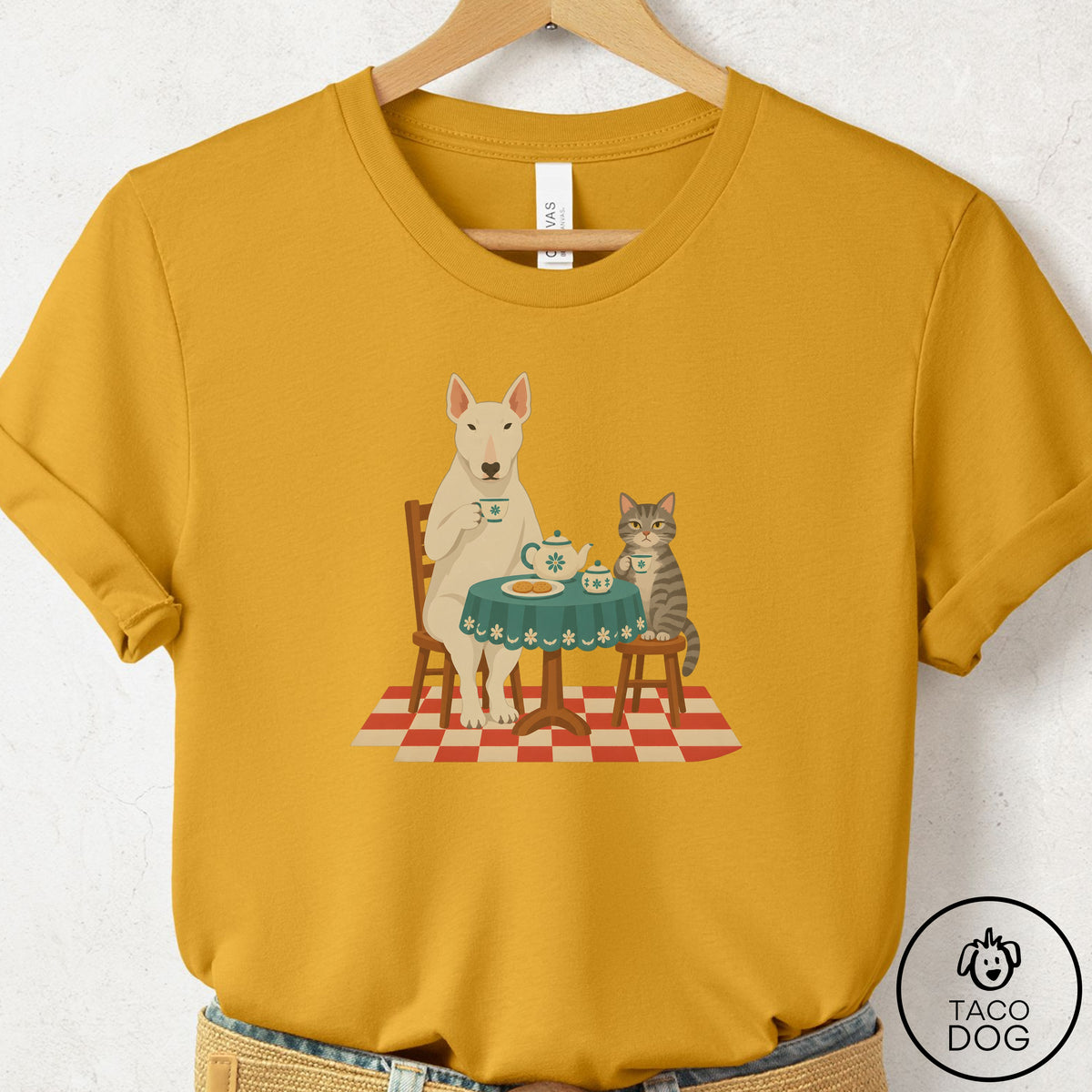 Bull Terrier Tea With The Enemy T-Shirt Mustard Taco-Dog