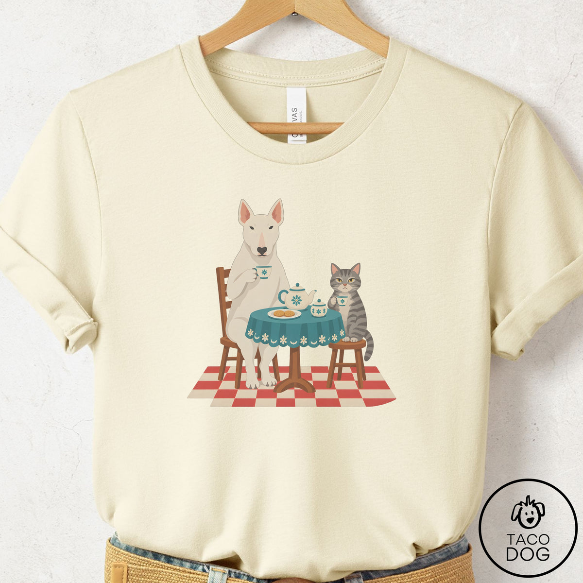 Bull Terrier Tea With The Enemy T-Shirt Natural Taco-Dog