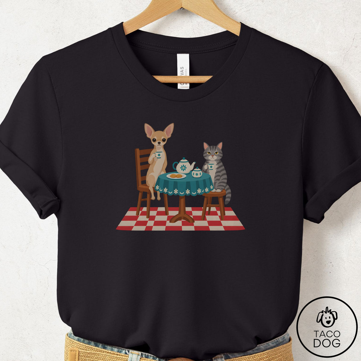 Chihuahua Tea With The Enemy T-Shirt Black Taco-Dog